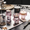 Pink Glass Home Decor Candle Holders Wedding Decoration Accessories Candlesticks For Candelabro Centerpiece Vertical Stripes