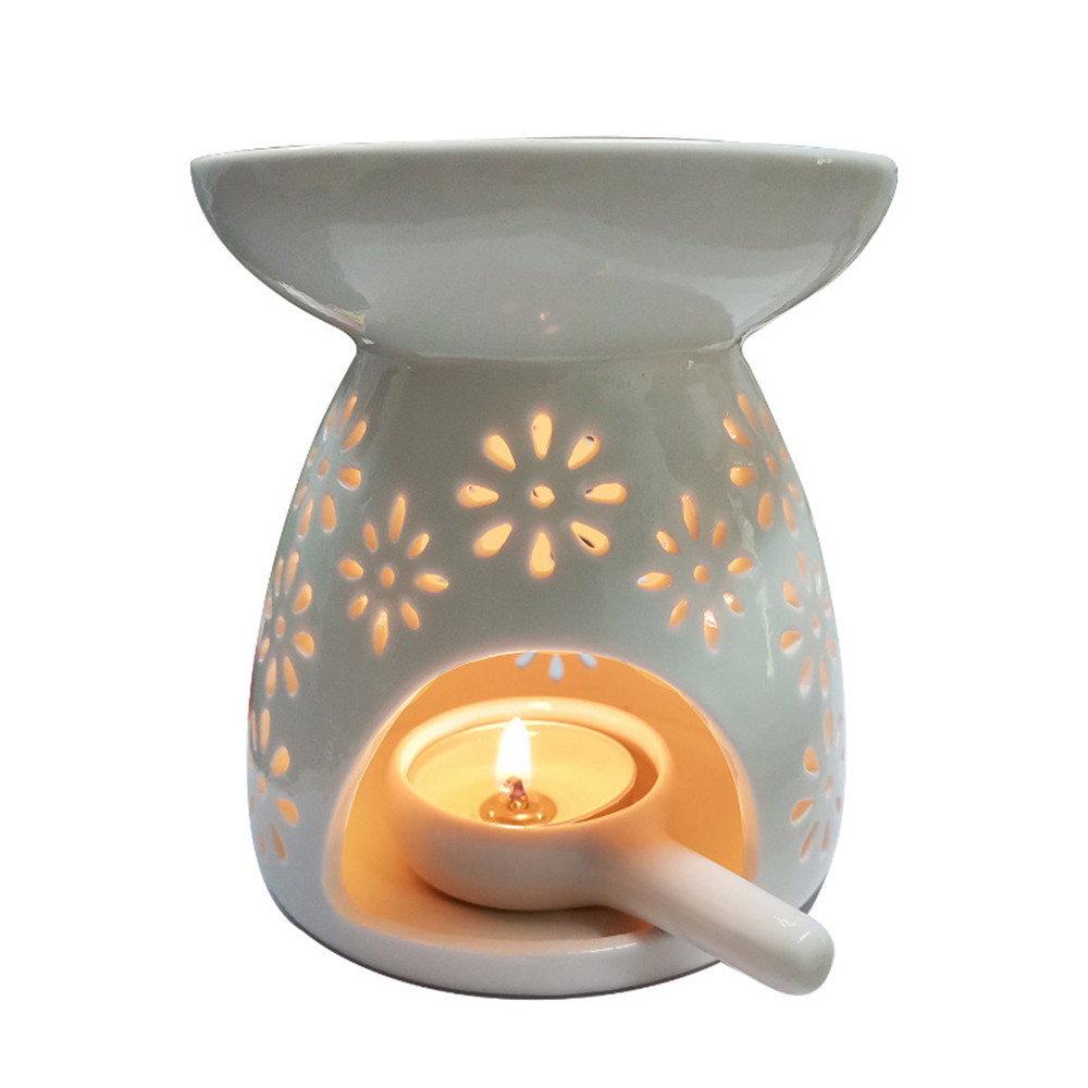 Classic American White Ceramic Scented Candle Holders Incense Essential Oil Lamp Tealight Candle Holder Yoga Oil Burner Ornament
