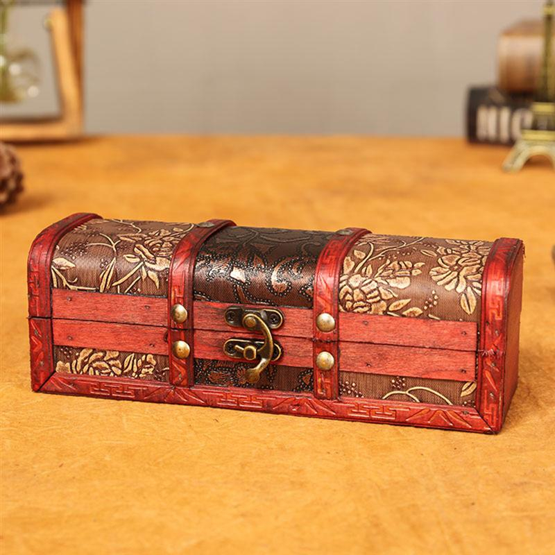 1PC Vintage Wooden Storage Box Jewelry Bracelet Pearl Ring Treasure Case Antique Style Trinket Box Wood Storage Container