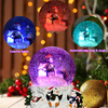 Music Box Crystal Ball Snow Globe Glass Lights Christmas Gift With Speaker Spinning Crafts Penguin Home Decor