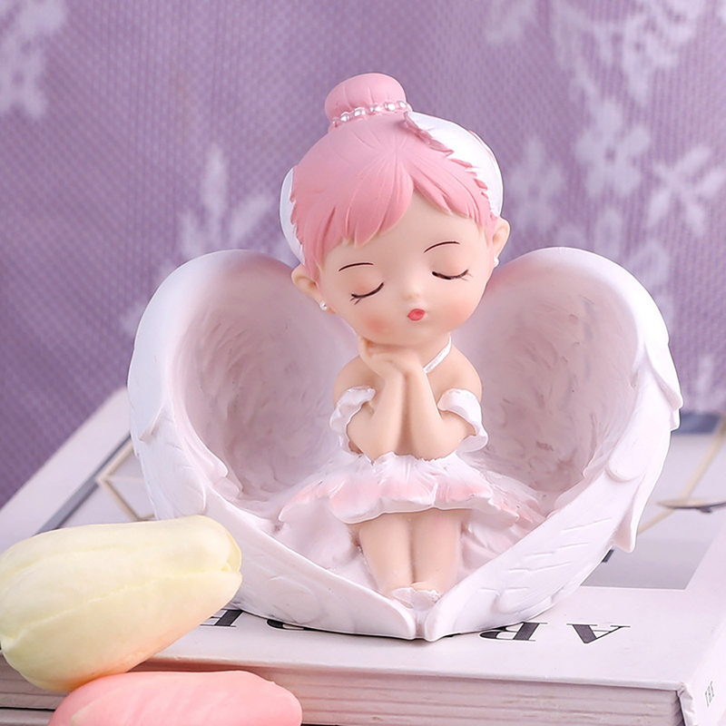 2023 Hot Figurines Ballerina Shell Angel Statue Cute Decorative Desktop Decor Miniatures Resin Desk Decor Themed Bedroom Decor 