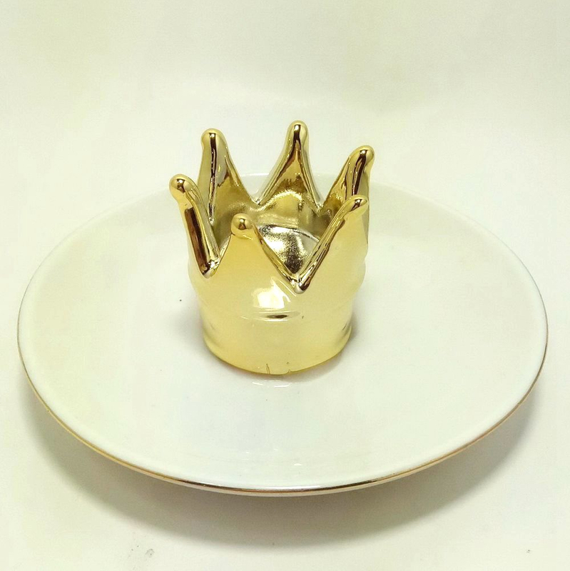 Ceramic Ring Jewelry Dish Porcelain Trinket Small Tray With Custom Pattern Logo Print Round Heart Square Shape Ring Tray