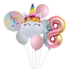 Rainbow Unicorn Balloon Number Foil Globos 1 2 3 4 Years Old Birthday Party Decor