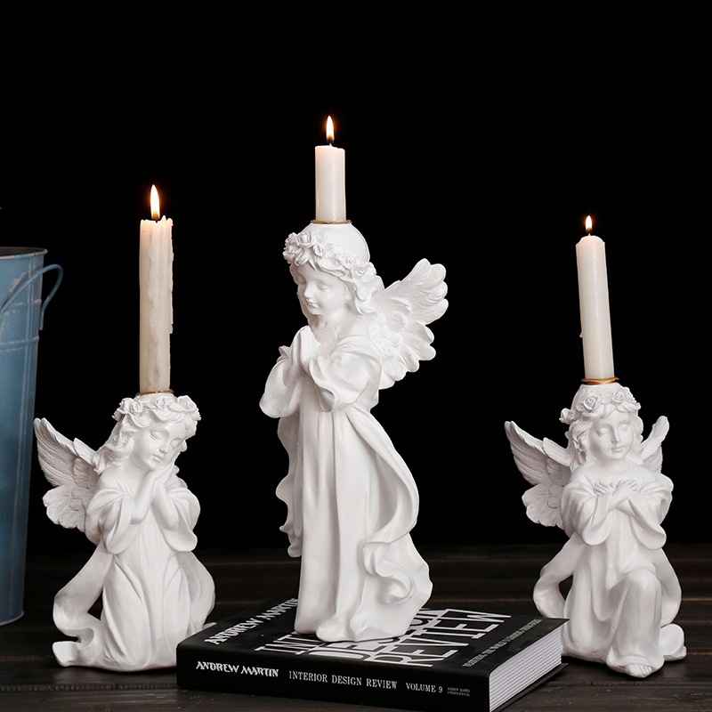 Cute Angel Candle Holder Nordic Home Decorations Resin Craft