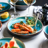 Ice Cracking Glaze Ceramic Tableware Household Dishes Rice Bowls Steamed Fish Dishes Porcelain Blue Dinner Plates Cutlery Set