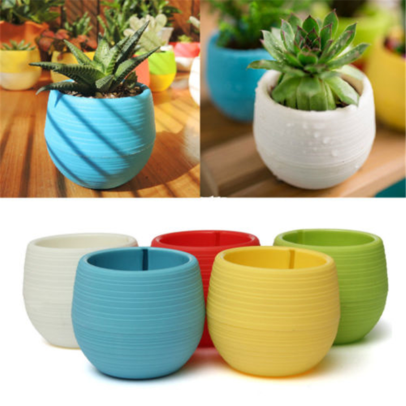 5pcs Resin Flower Pots Mini Plastic Flowerpot Home Garden Decoration Nursery Pots Eco-friendly Desk Plants Succulents Pot