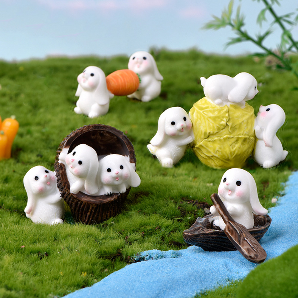 2~5pcs Easter Rabbit Miniature Bunny Figurine Easter Decoration Craft Home Decoration Desktop Garden Decoration Accessories 2023