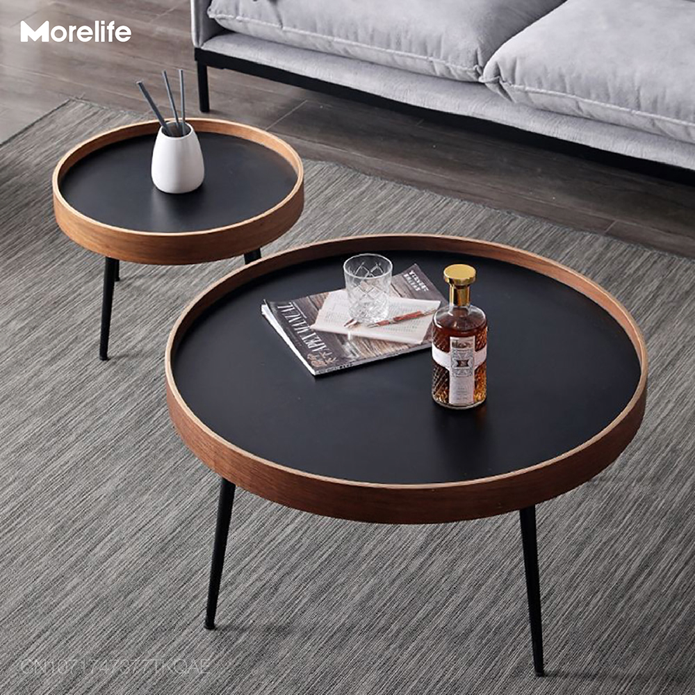 Coffee Table Nordic Side Table Solid Wood Light Luxury Modern Minimalist Round Living Room Walnut Combination Tea Table