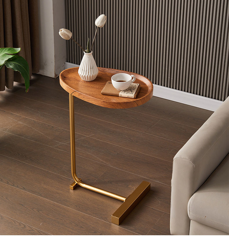 Nordic Simple Modern Side Table Sofa Corner Table Bedside Reading Oval Coffee Table Tea Solid Wood Counter Top Living Room