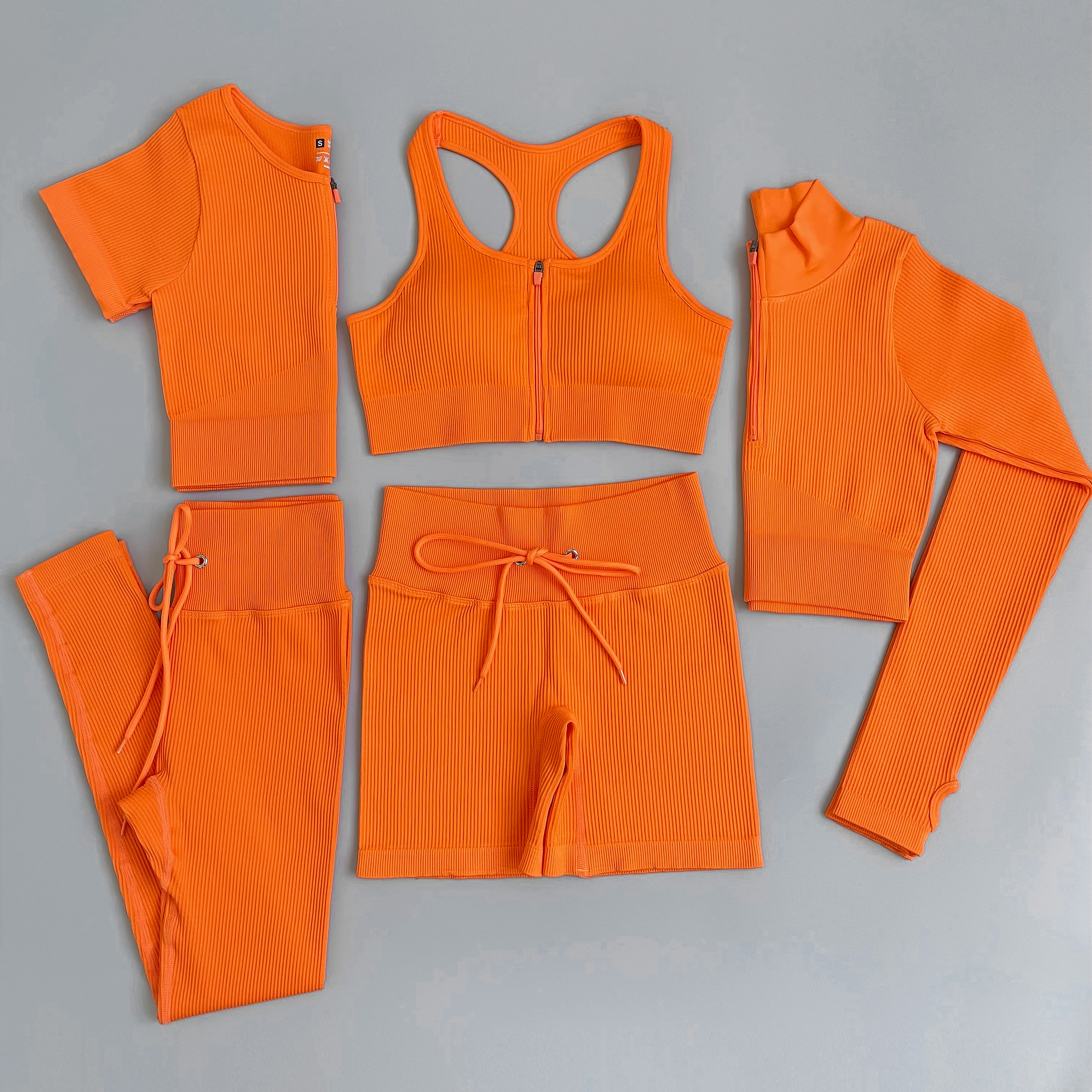 Women Tracksuit Seamless Yoga Set Workout Sportswear Gym Clothing Drawstring High Waist Leggings Fitness Sports Suits