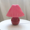 Vintage Pleated Table Lamp with LED E27 Tricolored Bulb Ceramic Base AU US EU UK Plug Cute Decorative Night Light for Bedroom