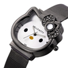 Cat Quartz Hello Kitty Watch Women Luxury Fashion Lady Girl Silver Stainless Steel Net Band Cute Wristwatch