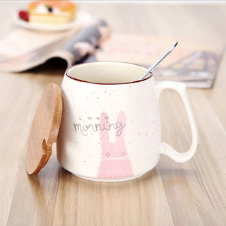 Hot ceramic mug concavity creative cat mug fish with spoon