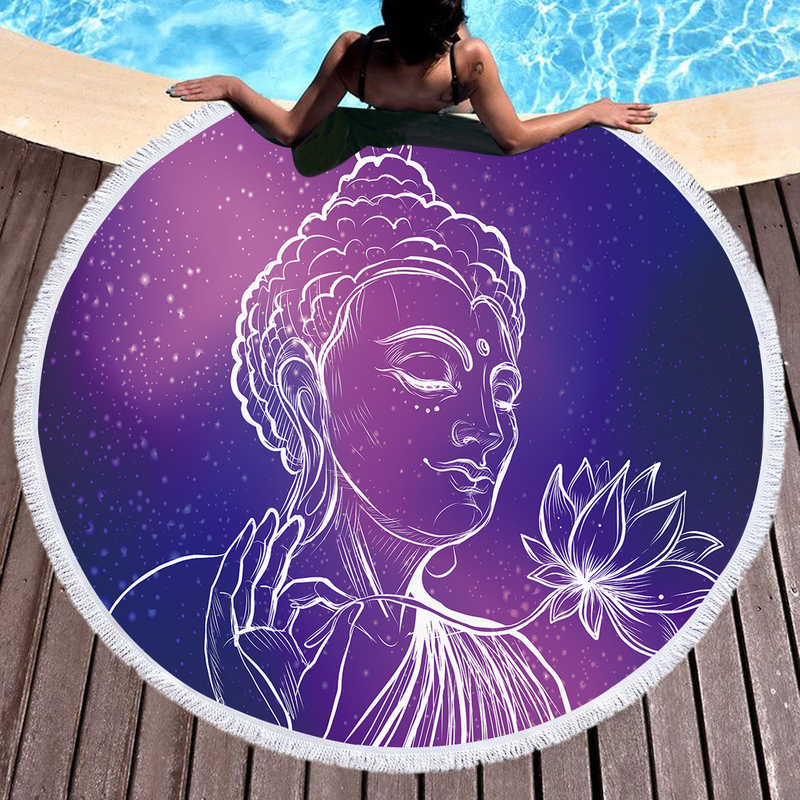 cotton custom round printed beach towel