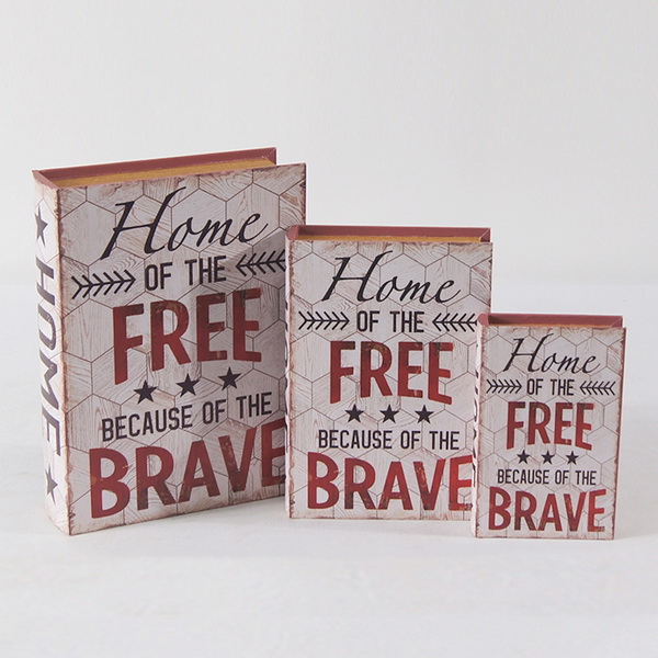Wholesale new product high quality canvas wooden book shape gift box 