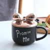 Hot Sale Black And White Ceramic Coffee Mug with Wood Cover