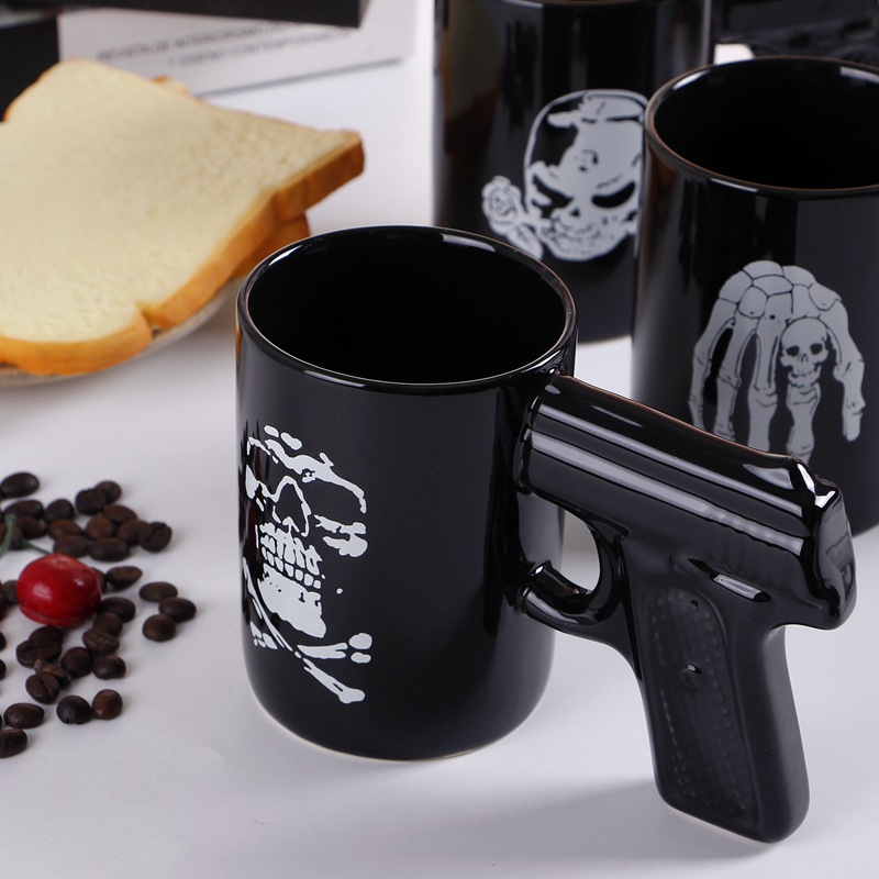 Vintage Unique Design Gun Shaped Handle Ceramic Mug 