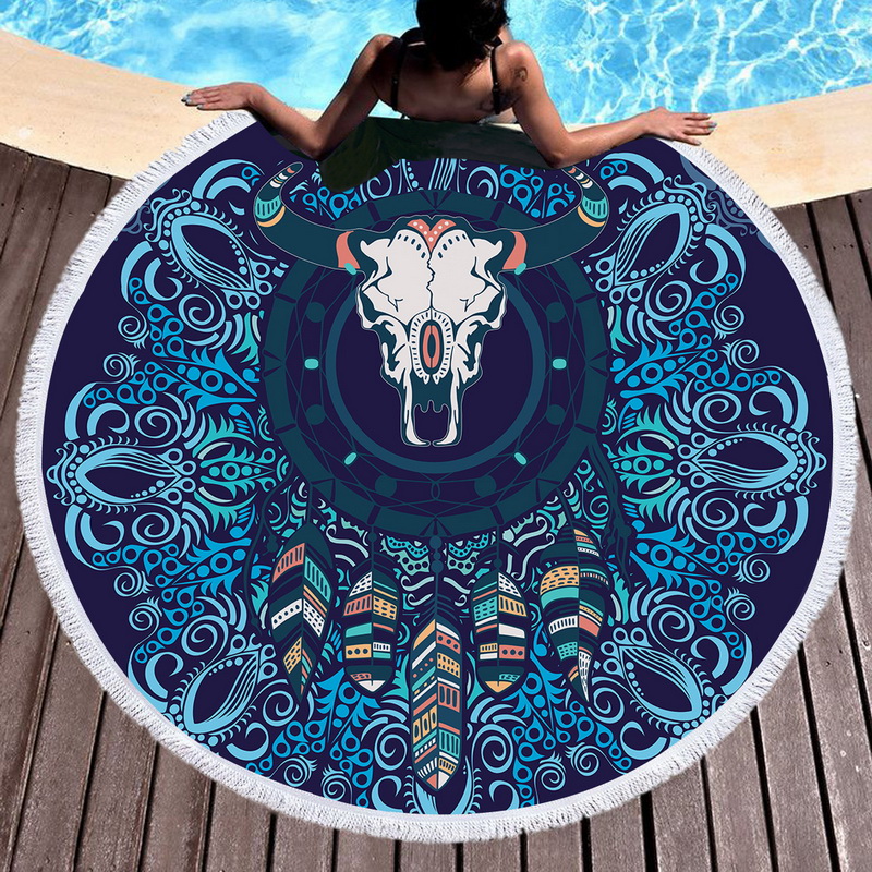  Thick Round Beach Towel Blanket 