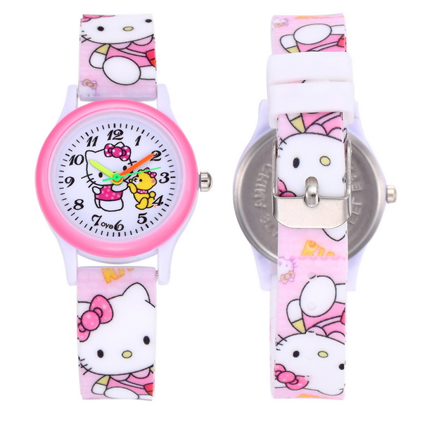 Hello Kitty Kids Watches Girls Children Pink Dress Wrist Watch Cute Child Cartoon Silicone Baby Clock