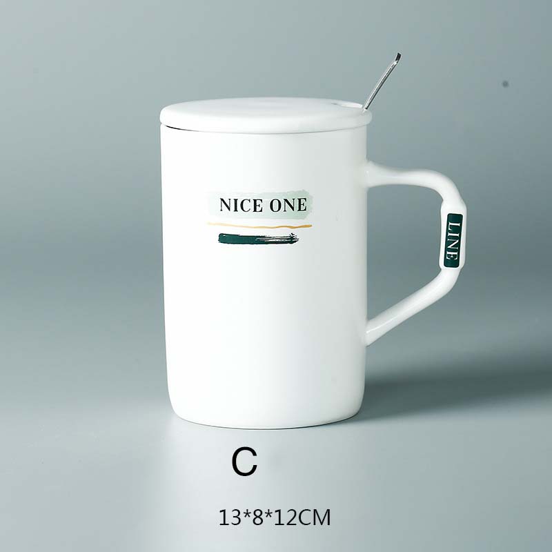 Striped Ceramic Spoon with Cover Mug