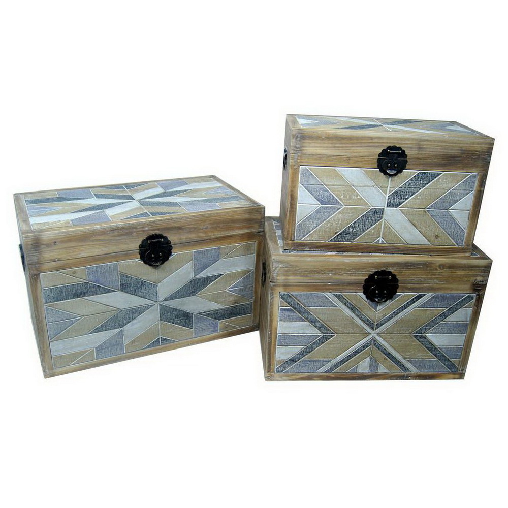 Useful Paris Trunks/UK Style Wood Storage Boxes with Drawers 