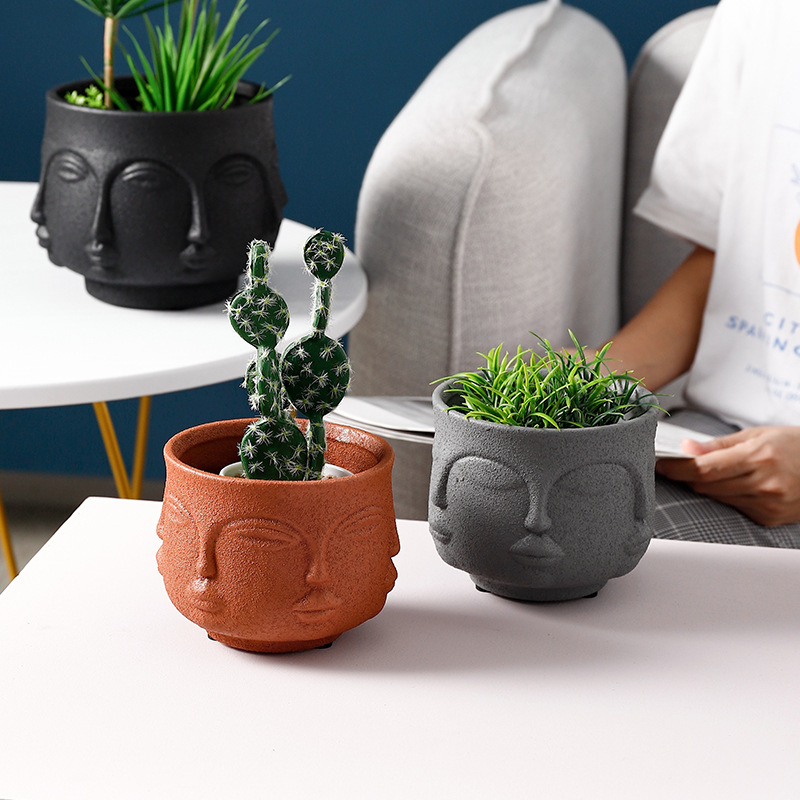 Wholesale special shape stoneware garden ceramic green flower pot