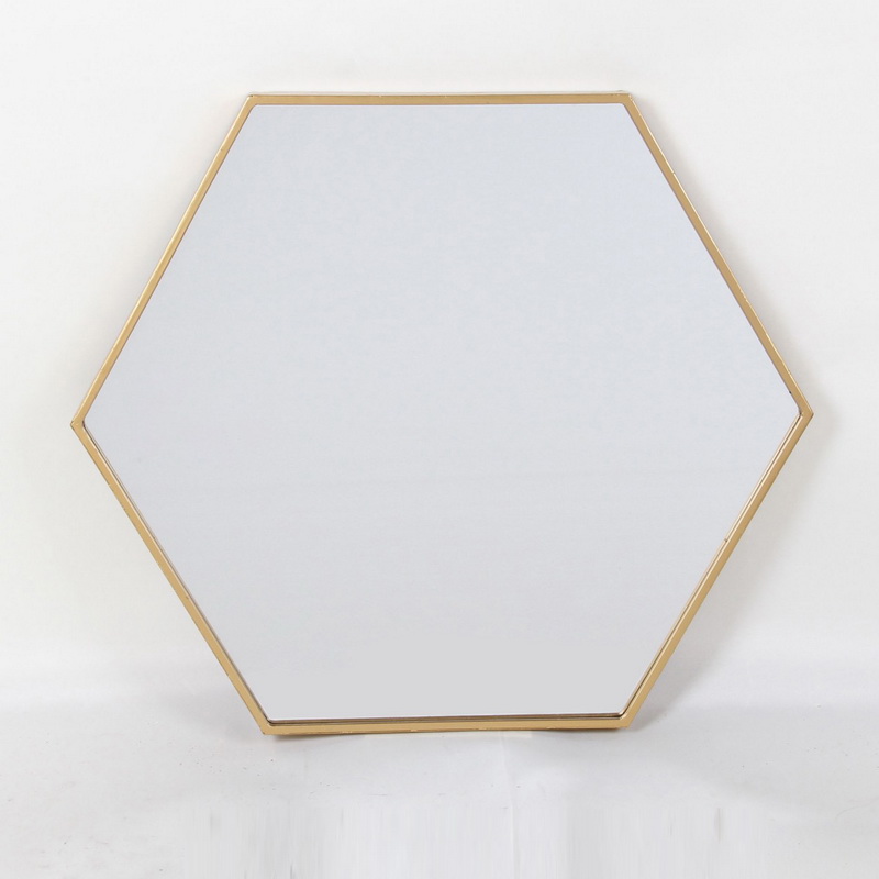 Hexagon Hanging Mirror with Metal Chain Decorative Wall Mirror