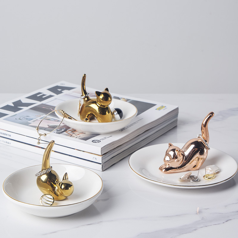 Ceramic Jewelry Tray Earring Holder Dish Tabletop Decor Trinket Tray