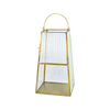 Official Large Eye Catching Metal Frame Cube Geometric Glass Hurricane Lamp Candle Holder Lantern 