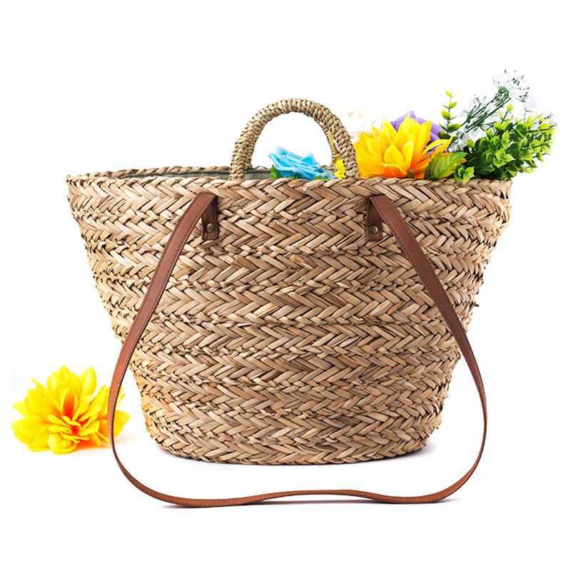 Straw+Polyester Bag Fashion Leisure Straw Bag Quality Craft Paper Holiday Weaving Handbag
