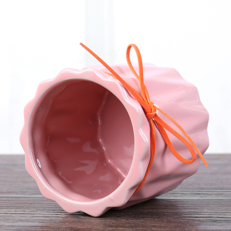 Ceramic Marble Pot with Metal Stand for Succulent Plant Flower Pot For