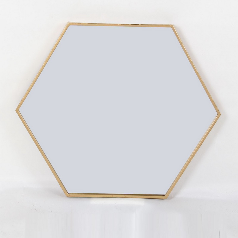 Hexagon Hanging Mirror with Metal Chain Decorative Wall Mirror