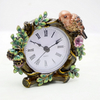 Antiqued Pearls Jeweled Round Tabletop Metal Clock