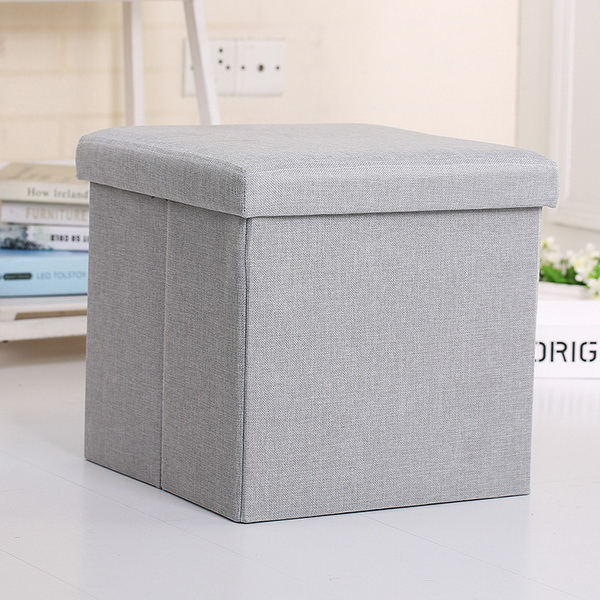 Modern Fabric Square Storage Ottoman Foot Rest Stool Beige Or Customize