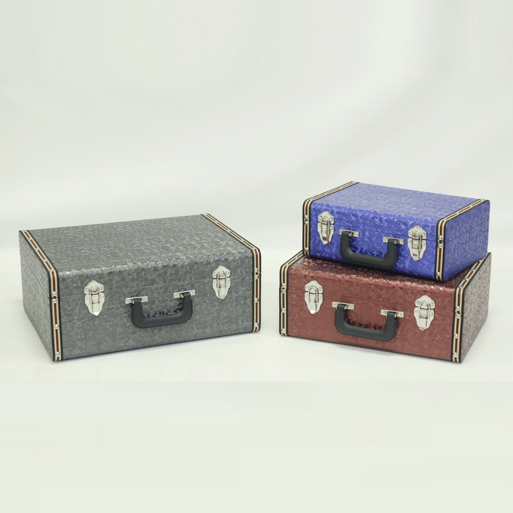 Nested Decorative Wooden Vintage Suitcase with PU Leather Handles 