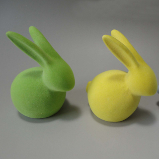 Green Flocking Animal,flocked Animal Figurines,ceramic Rabbit 