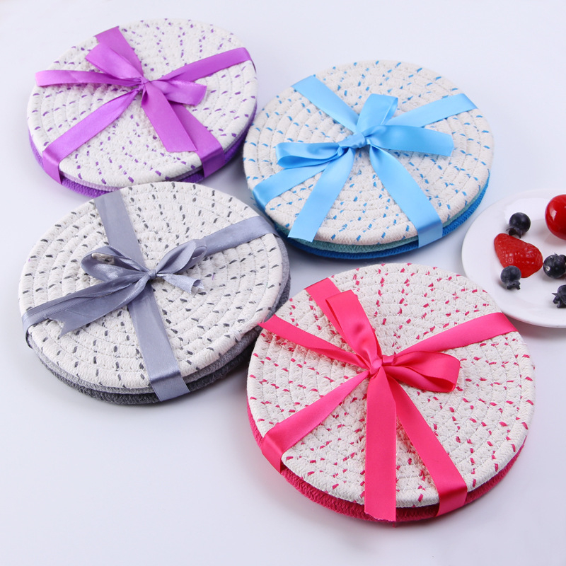 Round Weaving Plastic Lurex Metallic Yarn Table mat 