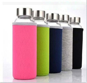 New Arrival Product Wholesale Silicone Sleeves Portable Drinking Glass Water Bottle with Bamboo Lid 