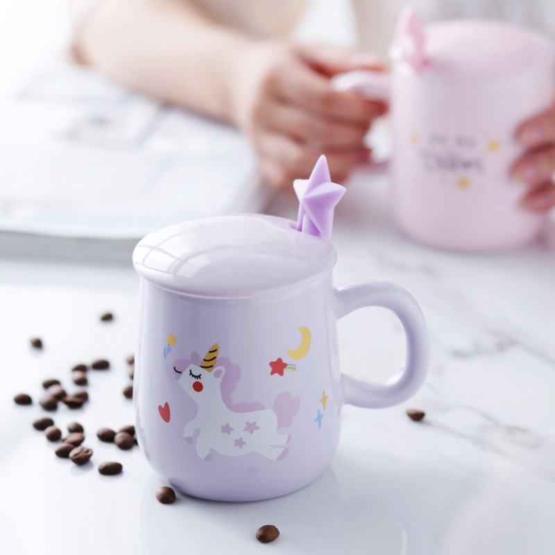 Coffee Mug Ceramic Star Ceramic Mug Set with Lid And Spoon 