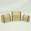 Nested Decorative Wooden Vintage Suitcase with PU Leather Handles 