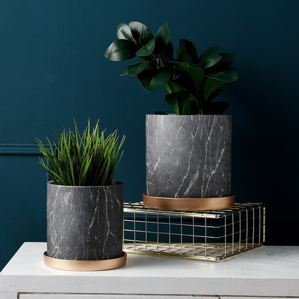 Customized round home decor cheap new model modern geometric ceramic flower pot