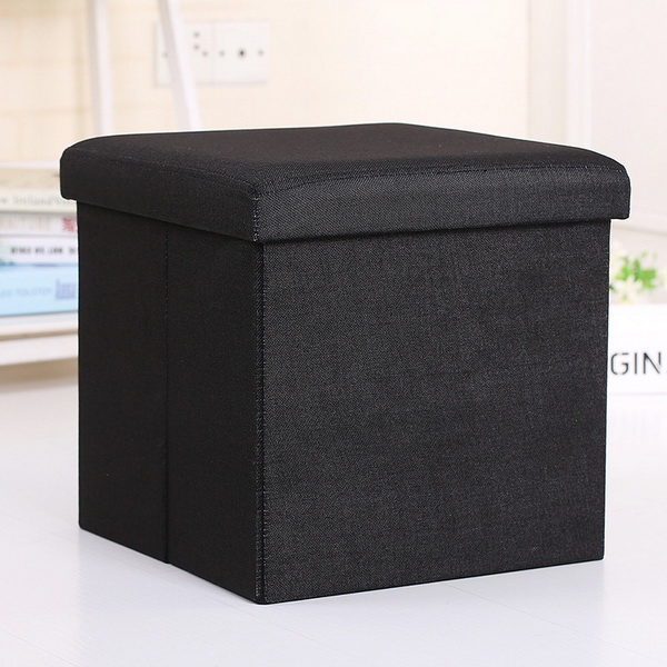 Modern Fabric Square Storage Ottoman Foot Rest Stool Beige Or Customize