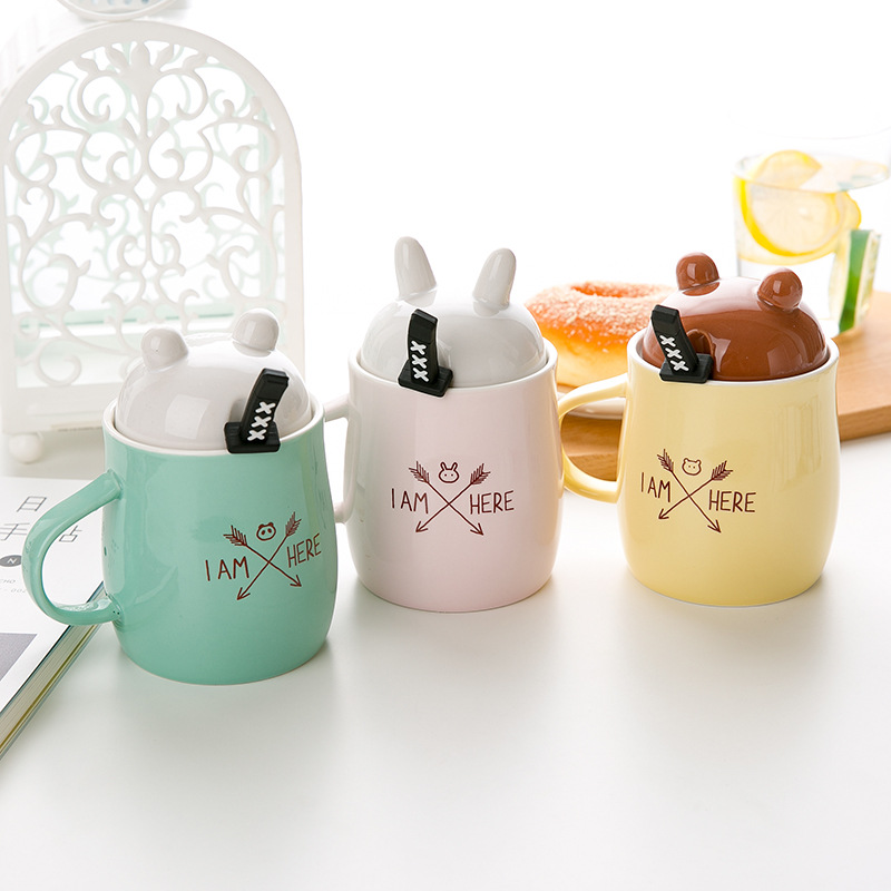 hot sale ceramic mug high quality coffee mug ceramic with flamingo lid