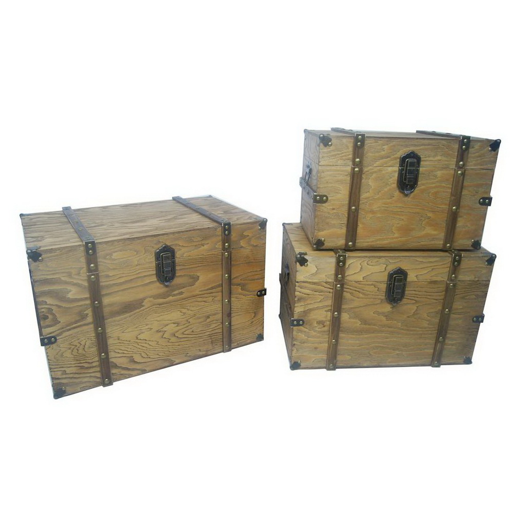 Useful Paris Trunks/UK Style Wood Storage Boxes with Drawers 