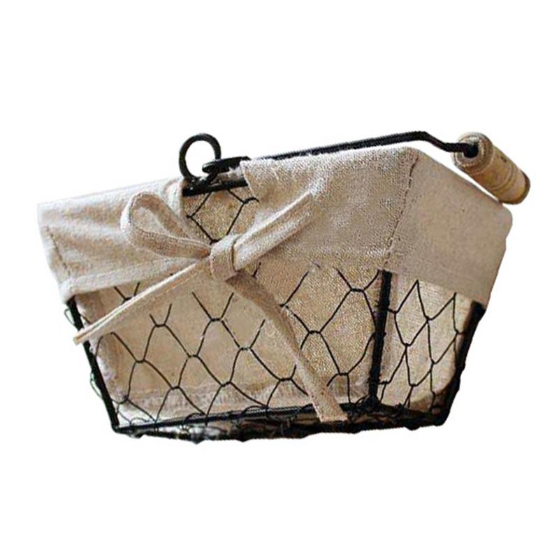 Iron Art Wire Sundries Storage The Table Is Decorated with Bread And Cutlery Snacks Storage Basket