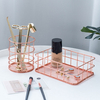 Nordic Rose Gold Metal Wire Storage Basket Office Desktop Table Cosmetics Organizer Iron Basket