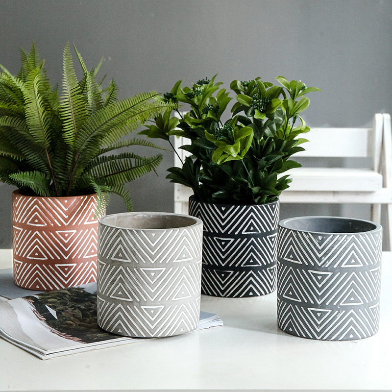 Hot new products straw plaited article handmade barrel Ceramic Indoor Flower pot for home decor