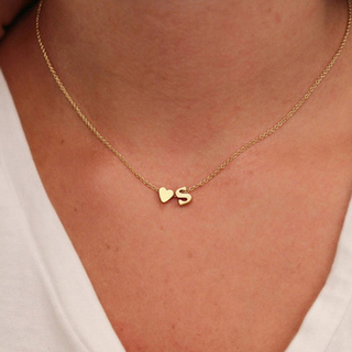 Fashion Tiny Heart Dainty Initial Personalized Letter Name Choker Necklace 