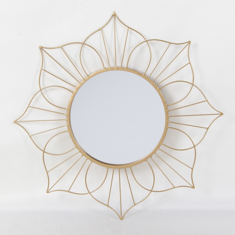 Modern Luxury Hotel Bathroom Decorative Antique Gold Round Wall Mirror 