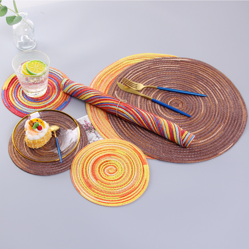 Natural Fiber Placemats And Coasters Straw Weave Placemat For Dining